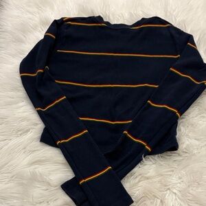Brandy Melville Navy Sweater with Multicolor Stripes
